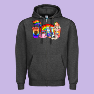 Pride Coffee Cups Zipper Hoodie Designed By Adodesignshop