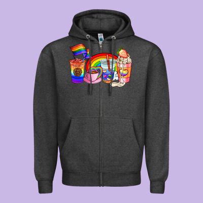 Pride Coffee Cups Zipper Hoodie Designed By Adodesignshop