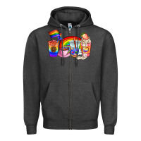 Charcoal Heather pride coffee cups Zipper Hoodie - AdoDesignShop