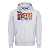 Heather Grey pride coffee cups Zipper Hoodie - AdoDesignShop