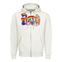 Oatmeal Heather pride coffee cups Zipper Hoodie - AdoDesignShop