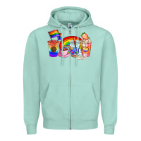 Seafoam pride coffee cups Zipper Hoodie - AdoDesignShop