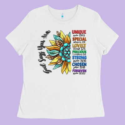 God Says You Are Unique Ladies Tee Designed By Cowgirlartshop