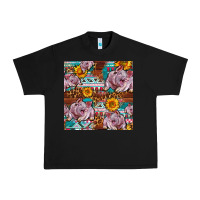 Black Western Landrace Pig With Sunflowers Seamless Urban Heavy Tee - FaDigitalArtStudio