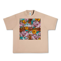 Burro Western Landrace Pig With Sunflowers Seamless Urban Heavy Tee - FaDigitalArtStudio