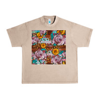 French Oak Western Landrace Pig With Sunflowers Seamless Urban Heavy Tee - FaDigitalArtStudio