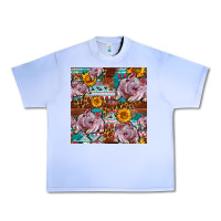 Grape Ice Western Landrace Pig With Sunflowers Seamless Urban Heavy Tee - FaDigitalArtStudio