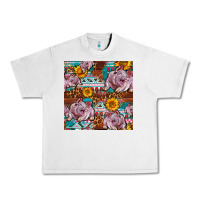 Lunar Rock Western Landrace Pig With Sunflowers Seamless Urban Heavy Tee - FaDigitalArtStudio