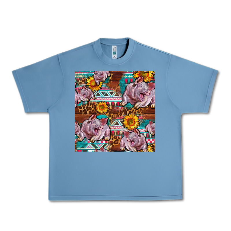 Western Landrace Pig With Sunflowers Seamless Urban Heavy Tee by FaDigitalArtStudio | Teevron