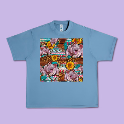 Western Landrace Pig With Sunflowers Seamless Urban Heavy Tee Designed By Fadigitalartstudio