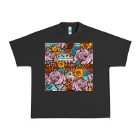 Pigment Black Western Landrace Pig With Sunflowers Seamless Urban Heavy Tee - FaDigitalArtStudio
