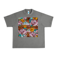 Tornado Western Landrace Pig With Sunflowers Seamless Urban Heavy Tee - FaDigitalArtStudio