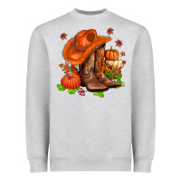 Heather Grey fall pumpkins  cowgirl  and roses Heavyweight Sweatshirt - AdoDesignShop