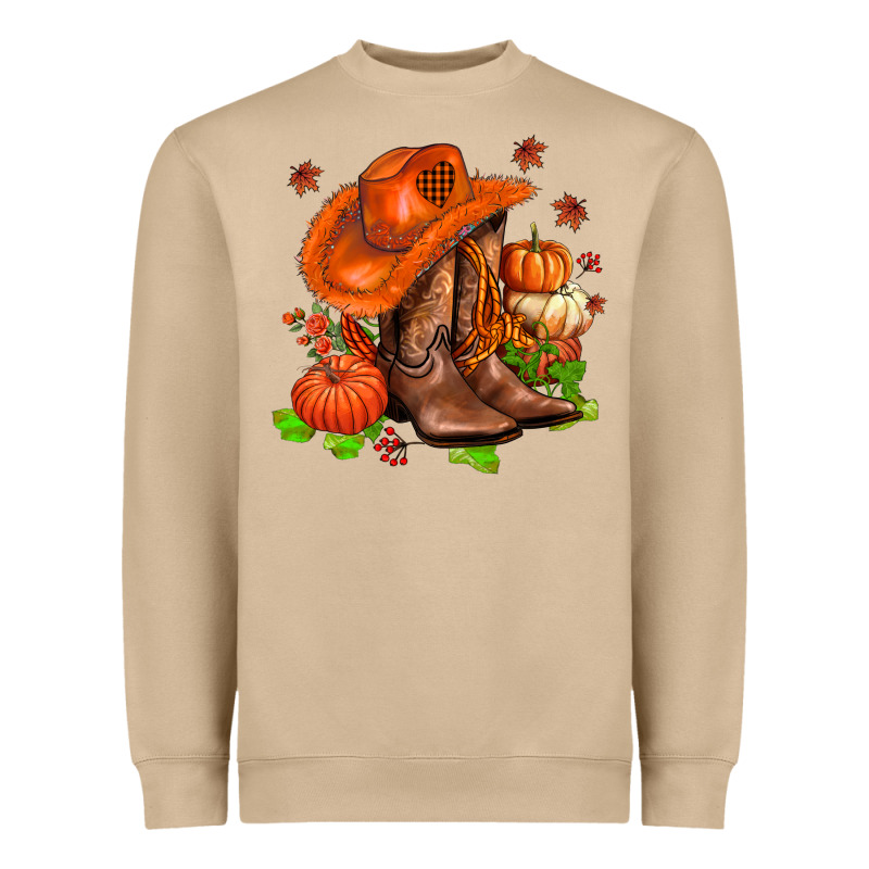 Fall Pumpkins  Cowgirl  And Roses Heavyweight Sweatshirt by AdoDesignShop | Teevron