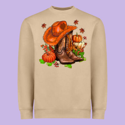 Fall Pumpkins  Cowgirl  And Roses Heavyweight Sweatshirt Designed By Adodesignshop