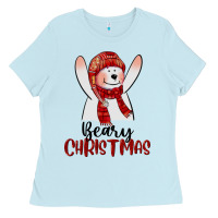 Baby Blue beary christmas Ladies Tee - CowGirlArtShop