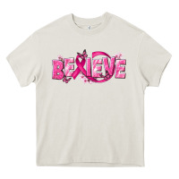 Cream Cancer Believe Heavy Core Tee - NancyCooperArtShop