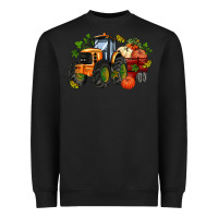 Black fall tractor with pumpkin Heavyweight Sweatshirt - AdoDesignShop