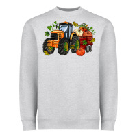 Heather Grey fall tractor with pumpkin Heavyweight Sweatshirt - AdoDesignShop