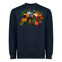Navy fall tractor with pumpkin Heavyweight Sweatshirt - AdoDesignShop