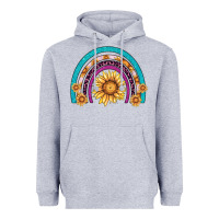 Heather Grey rainbow sunflower Heavyweight Hoodie - AdoDesignShop