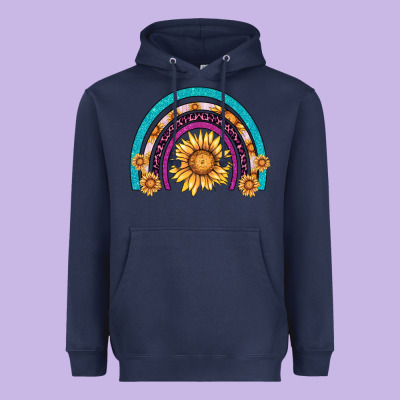 Rainbow Sunflower Heavyweight Hoodie Designed By Adodesignshop