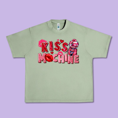 Kiss Machine Valentine's Day Urban Heavy Tee Designed By Fadigitalartstudio
