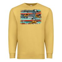 Antique Gold serape cowhide sunflower background Premium Sweatshirt - AdoDesignShop