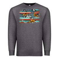 Charcoal Heather serape cowhide sunflower background Premium Sweatshirt - AdoDesignShop