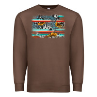 Chestnut serape cowhide sunflower background Premium Sweatshirt - AdoDesignShop