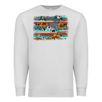 Dove Grey serape cowhide sunflower background Premium Sweatshirt - AdoDesignShop