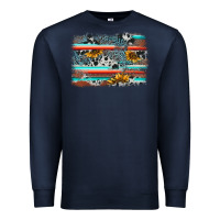 Navy serape cowhide sunflower background Premium Sweatshirt - AdoDesignShop