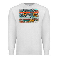 Oatmeal Heather serape cowhide sunflower background Premium Sweatshirt - AdoDesignShop