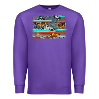 Purple serape cowhide sunflower background Premium Sweatshirt - AdoDesignShop