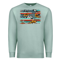 Seafoam serape cowhide sunflower background Premium Sweatshirt - AdoDesignShop