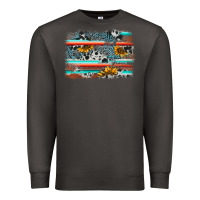 Smoke serape cowhide sunflower background Premium Sweatshirt - AdoDesignShop