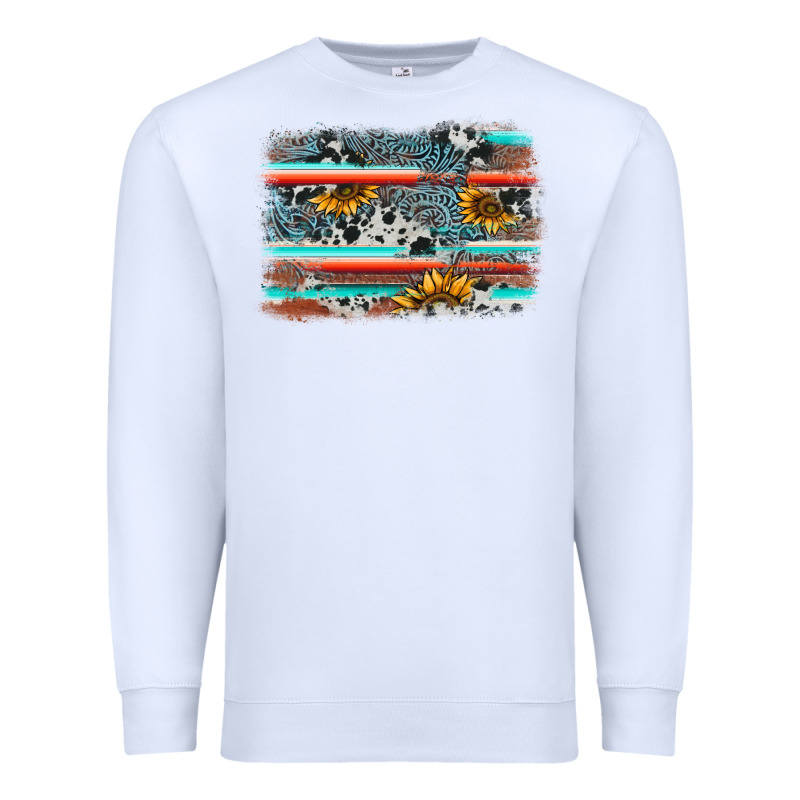 Serape Cowhide Sunflower Background Premium Sweatshirt by AdoDesignShop | Teevron