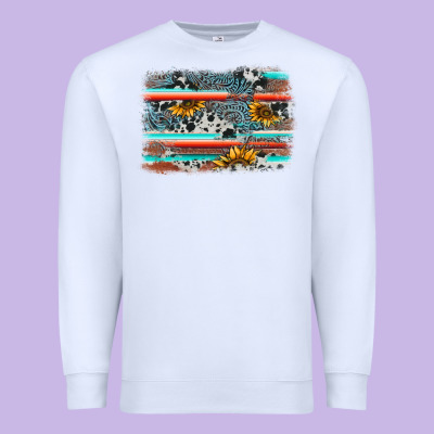Serape Cowhide Sunflower Background Premium Sweatshirt Designed By Adodesignshop