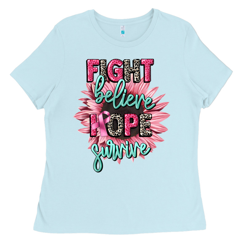 Fight Believe Hope Survive Cancer Awareness Ladies Tee by CowGirlArtShop | Teevron