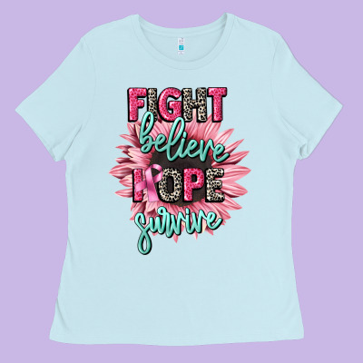 Fight Believe Hope Survive Cancer Awareness Ladies Tee Designed By Cowgirlartshop