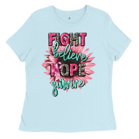 Baby Blue fight believe hope survive cancer awareness Ladies Tee - CowGirlArtShop