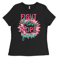 Black fight believe hope survive cancer awareness Ladies Tee - CowGirlArtShop