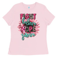 Bubblegum Pink fight believe hope survive cancer awareness Ladies Tee - CowGirlArtShop