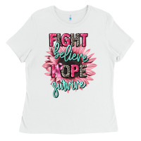 White fight believe hope survive cancer awareness Ladies Tee - CowGirlArtShop