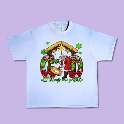 With God All Things Are Possible Santa Baby Jesus Urban Heavy Tee Designed By Jasminsmagicworld