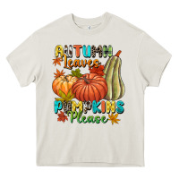 Cream Autumn leaves pumpkins please Heavy Core Tee - NancyCooperArtShop