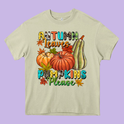 Autumn Leaves Pumpkins Please Heavy Core Tee Designed By Nancycooperartshop