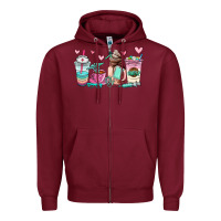 Burgundy nurse  coffee cup Zipper Hoodie - AdoDesignShop