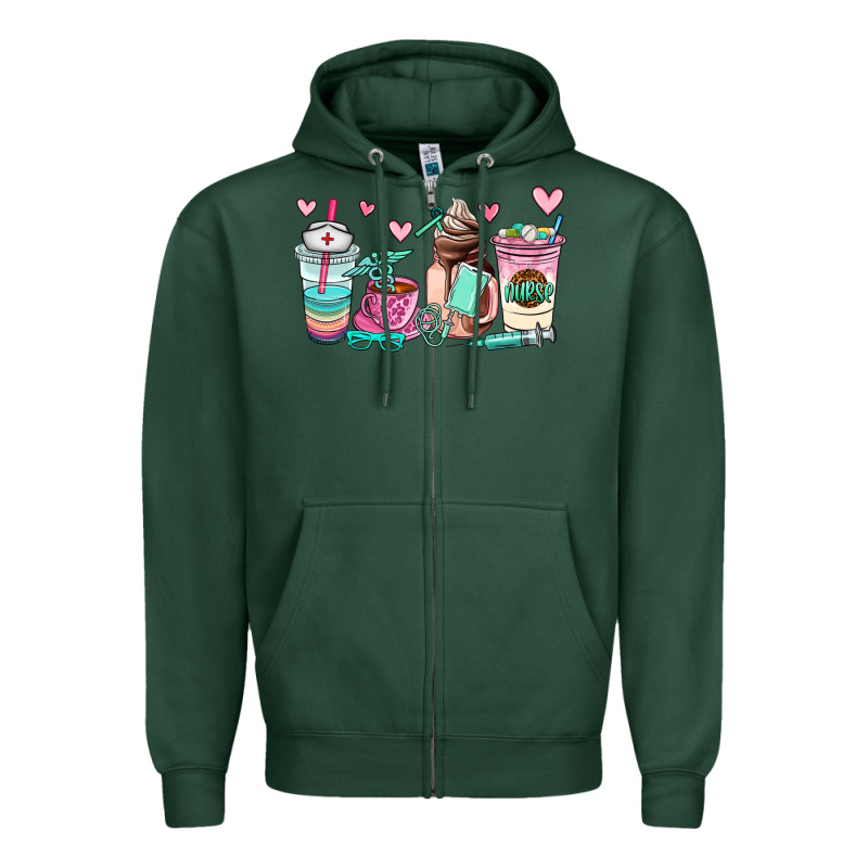 Nurse  Coffee Cup Zipper Hoodie by AdoDesignShop | Teevron