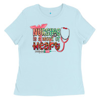 Baby Blue Nursing is a work of heart Ladies Tee - CowGirlArtShop